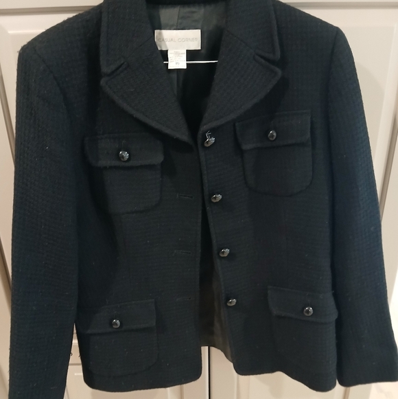 Vintage Black 100% Wool Button Down Blazer Jacket Lined Size:10 - Picture 8 of 11